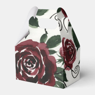 Ballotins Boîte de Faveur Florale de Roses Rouge Foncé