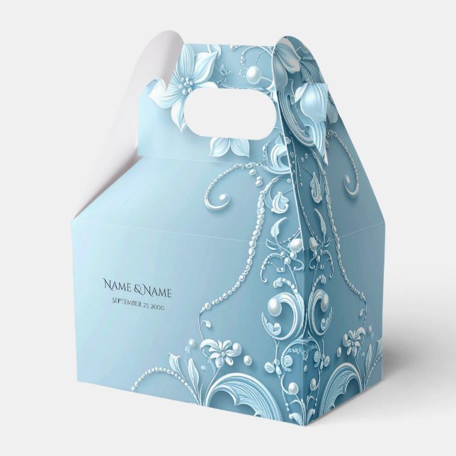 Ballotins Boîte de faveur florale décorative bleue (Verso)
