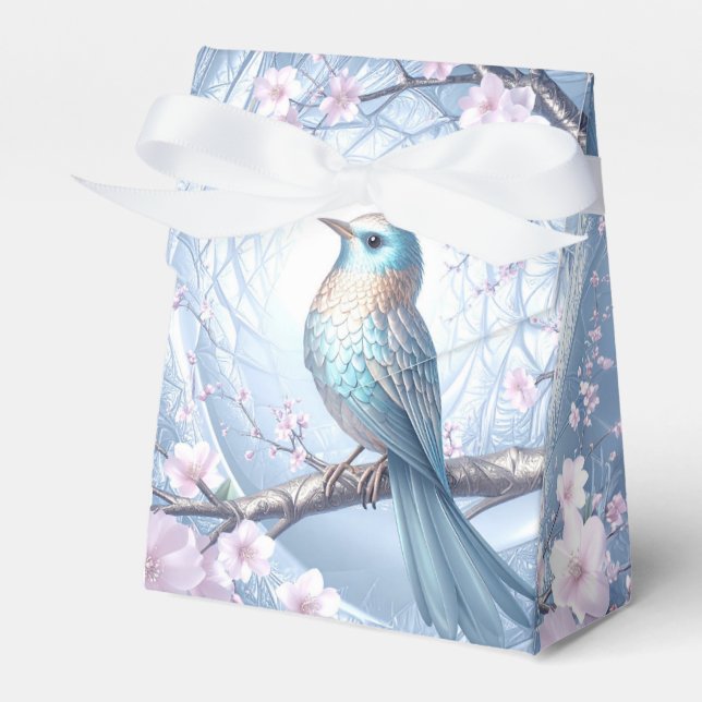 Ballotins Boîte de Faveur Florale Oiseau Bleu (Verso)