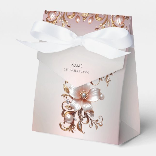 Ballotins Boîte de Faveur Florale Rose Décorative (Verso)