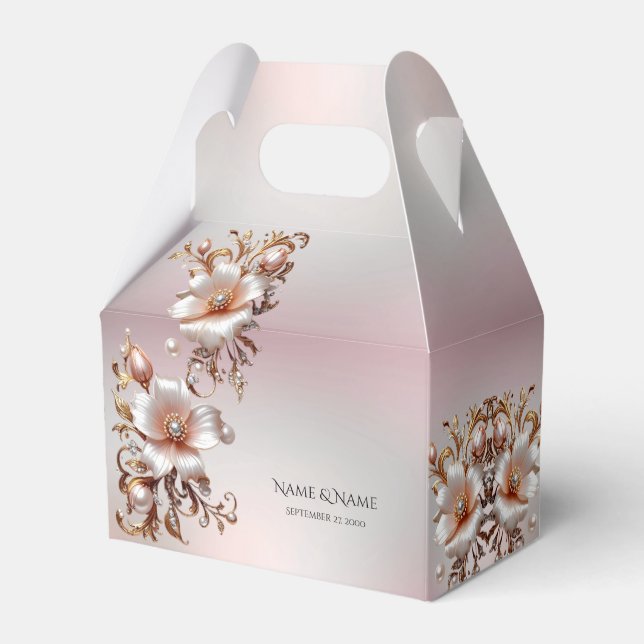 Ballotins Boîte de Faveur Florale Rose Décorative (Verso)