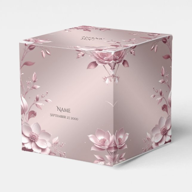 Ballotins Boîte de faveur florale rose délicate (Verso)