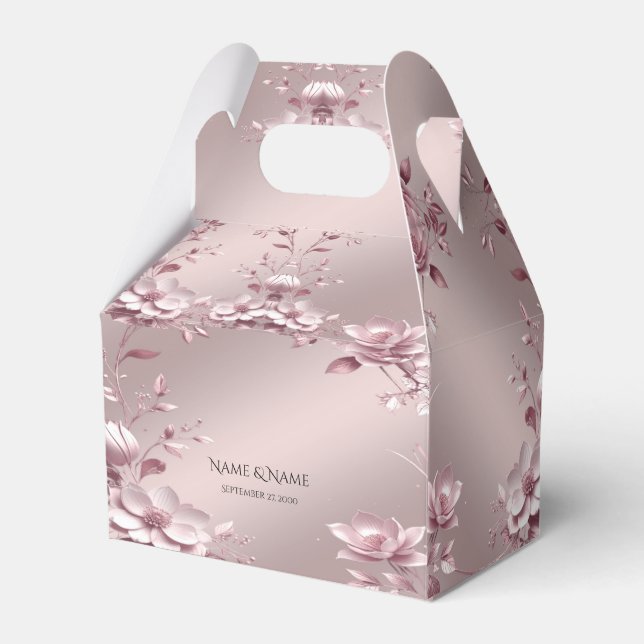 Ballotins Boîte de faveur florale rose délicate (Verso)