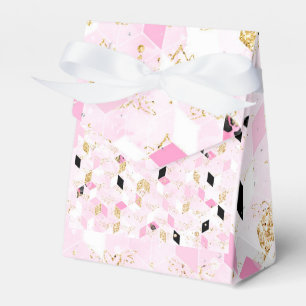 Ballotins Boîte de faveur géométrique rose, noire et or