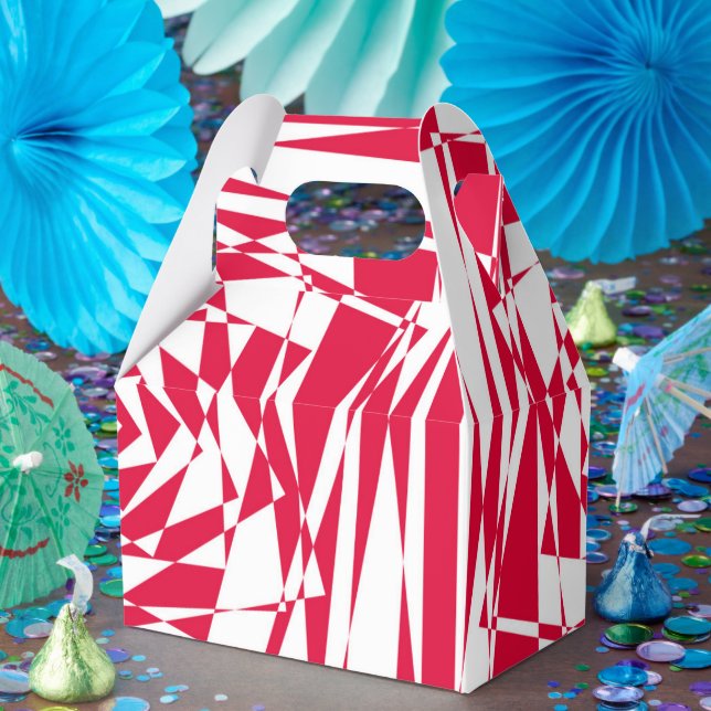 Ballotins Boîte de faveur moderne d'illusion abstraite rouge (Fête)