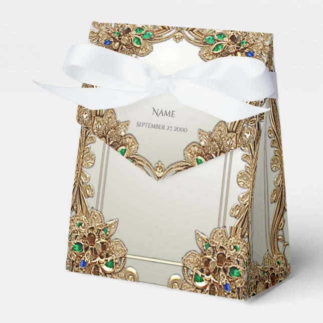 Ballotins Boîte de faveur ornée d'or élégante (Verso)