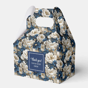 Ballotins Boîte de Faveur Personnalisée Fleurs d'Ivoire Bleu