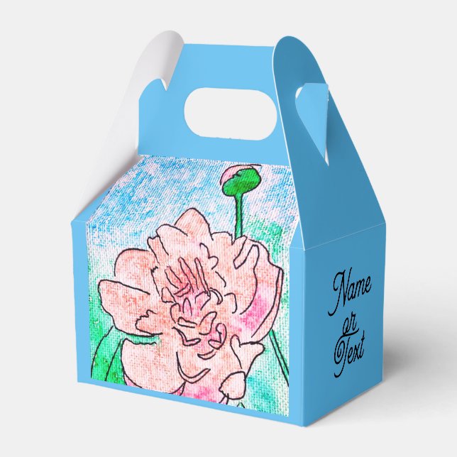 Ballotins Boîte de faveur Pivoine Rose (Verso)