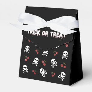 Ballotins Boîte de faveur Rockabilly Halloween Crânes Cerise