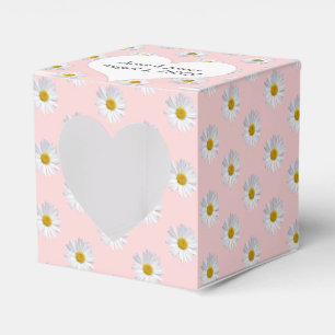Ballotins Boîte de faveur rose blush avec des marguerites