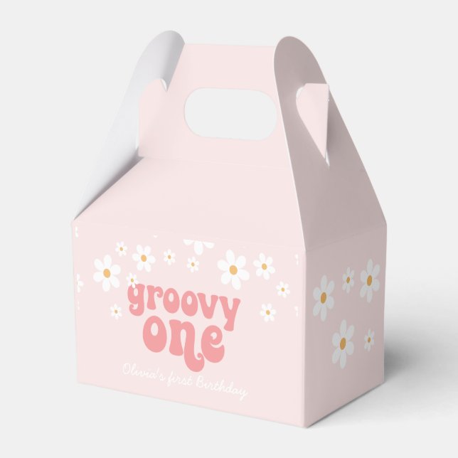 Ballotins Boîte de faveur rose rétro Groovy One (Verso)