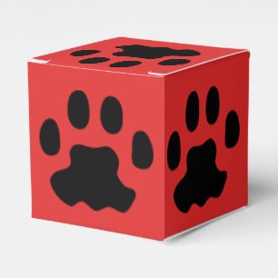 Ballotins Boîte de faveur rouge empreinte de patte