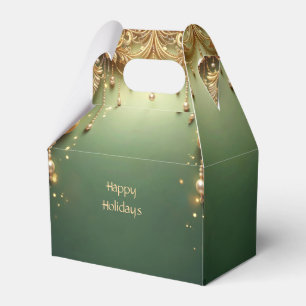 Ballotins Boîte de faveur verte festive ornements dorés