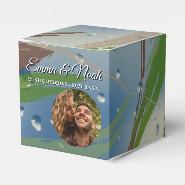 Ballotins Boîte de faveurs de couleur verte, marron et beige (Verso)