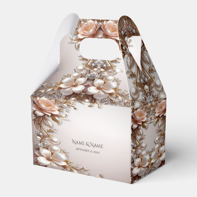 Ballotins Boîte de Faveurs de Fleurs Roses et Blanches Tendr (Verso)