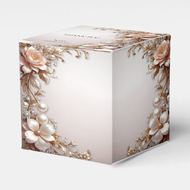 Ballotins Boîte de Faveurs de Fleurs Roses et Blanches Tendr (Verso)