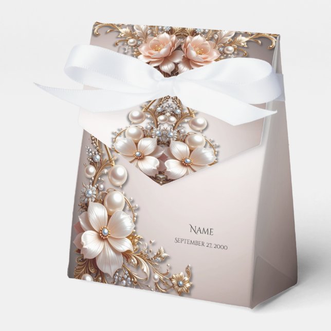 Ballotins Boîte de Faveurs de Fleurs Roses et Blanches Tendr (Verso)