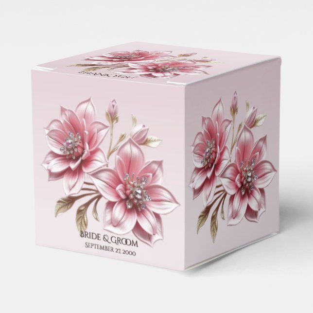 Ballotins Boîte de Faveurs de Fleurs Roses Modernes (Verso)