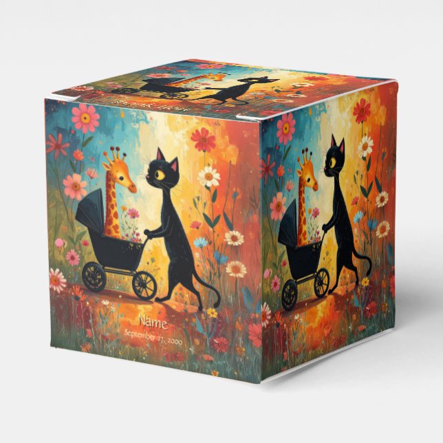 Ballotins Boîte de faveurs de girafe de chat mignon (Verso)
