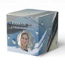 Boîte de faveurs Noir, Blanc & Gris Brushstrokes