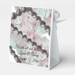 Ballotins Boîte de faveurs Perles et Hortensias Roses