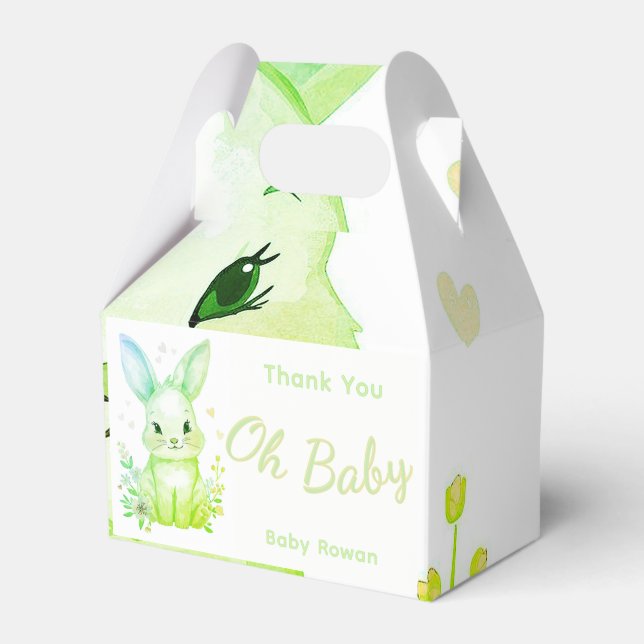 Ballotins Boîte de fête bébé vert pastel Lapin mignon pour B (Verso)