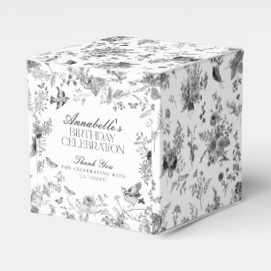 Ballotins Boîte de Fête Cadeau Toile de Jouy Florale Noire