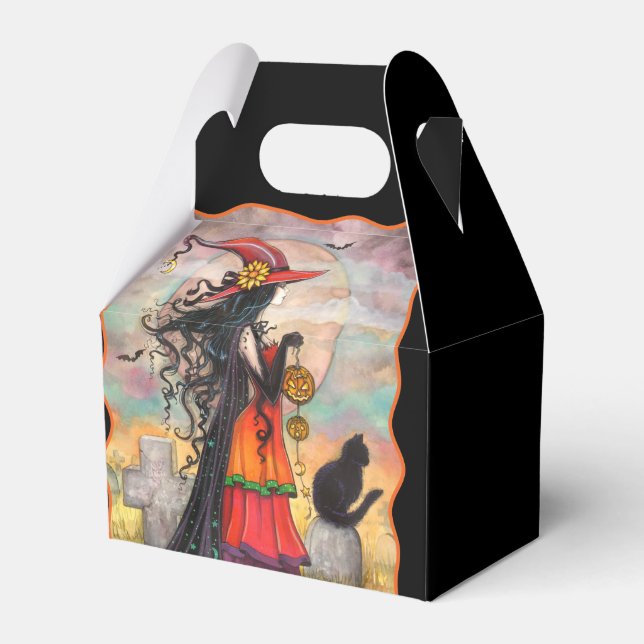 Ballotins Boîte de fête de cadeau de sorcière et chat noir d (Verso)