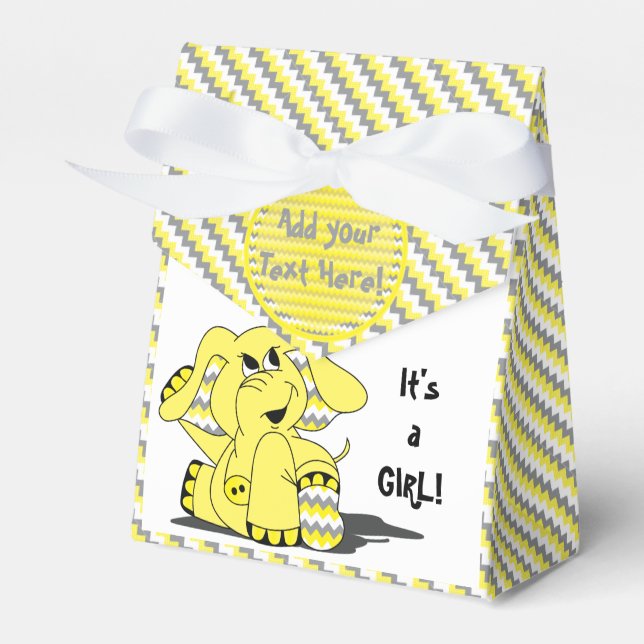 Ballotins Boîte de Fête Drôle d'Éléphant Jaune Chevron (Verso)