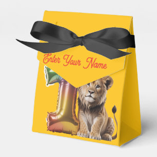 Ballotins Boîte de Fête Jaune pour 1er Anniversaire Lion Béb