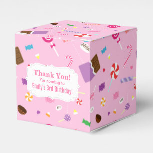Ballotins Boîte de Fête Rose à Motif de Bonbons Colorés et S