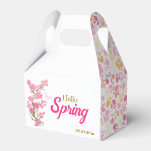 Ballotins Boîte de fleurs de printemps roses personnalisées
