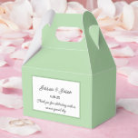 Ballotins Boîte de friandises pour fête<br><div class="desc">La boîte de faveur de fête est présentée dans une couleur vert sauge élégante.
Personnalisez cet article et remplacez le texte d'exemple par le vôtre.
Astuce : il suffit d'ajouter vos délicieuses friandises et un ruban festif.</div>