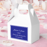 Ballotins Boîte de friandises pour fête<br><div class="desc">La boîte de faveur de fête est présentée dans une couleur bleu royal élégant et blanc.
Personnalisez cet article et remplacez le texte d'exemple par le vôtre.
Astuce : il suffit d'ajouter vos délicieuses friandises et un ruban de fête.</div>