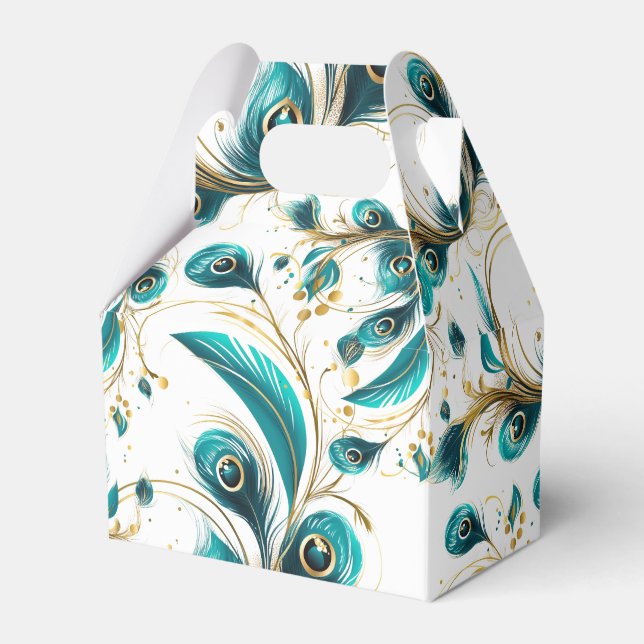 Ballotins Boîte de friandises pour fête aux plumes de paon (Verso)