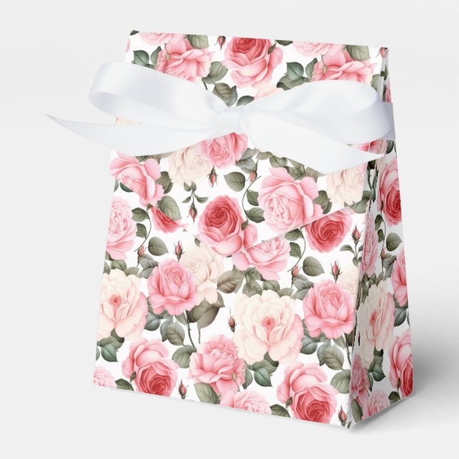 Ballotins Boîte de friandises pour fête aux roses roses (Verso)