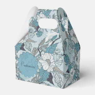 Ballotins Boîte de Gable Florale Élégante Sarcelle et Blanch