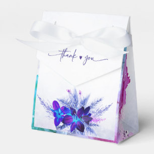 Ballotins Boîte de mariage à l'orchidée violette et bleue