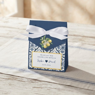 Ballotins Boîte de Mariage en Carrelage Bleu Citron Méditerr