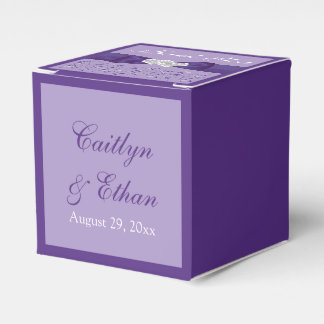 Ballotins Boîte de mariage florale blanche violette IMPRIMÉE