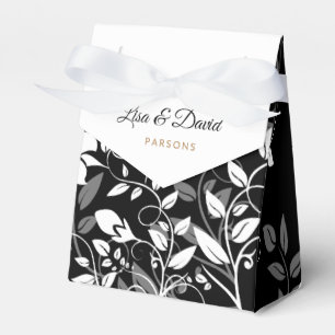 Ballotins Boîte de mariage florale noire et blanche