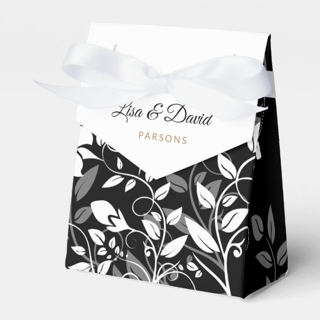 Ballotins Boîte de mariage florale noire et blanche (Verso)