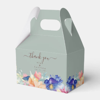 Ballotins Boîte de mariage florale verte en eucalyptus pour 
