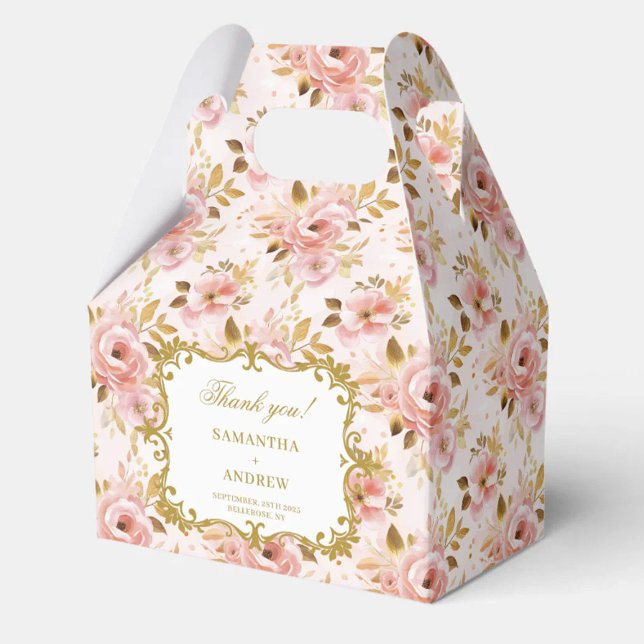 Ballotins Boîte de Merci de Mariage en or Blush élégant pour (Stylish Blush Gold Wedding Thank You Box for Guest)