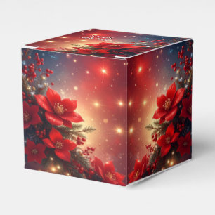 Ballotins Boîte de Noël florale rouge pour cadeaux de fête
