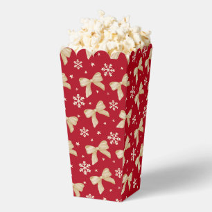 Ballotins Boîte de pop-corn avec motif de nœud doré et rouge