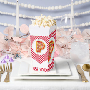 Ballotins Boîte de pop-corn initiale P Pizza à carreaux roug