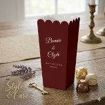 Ballotins Boîte de popcorn bordeaux pour célébrations élégan<br><div class="desc">Servez des friandises avec style grâce à cette boîte de popcorn bordeaux, parfaite pour les célébrations élégantes. La riche couleur bordeaux ajoute une touche de sophistication, la rendant idéale pour les mariages, les fêtes ou les événements spéciaux. Durables et faciles à assembler, ces boîtes sont parfaites pour contenir du popcorn,...</div>
