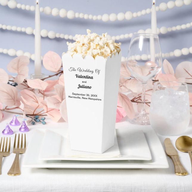 Ballotins Boîte de popcorn de mariage noir et blanc (Mariage)