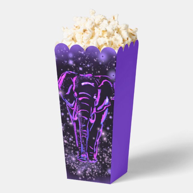 Ballotins Boîte De Popcorn Eléphant Dans La Nuit Rose Violet (Sauté)